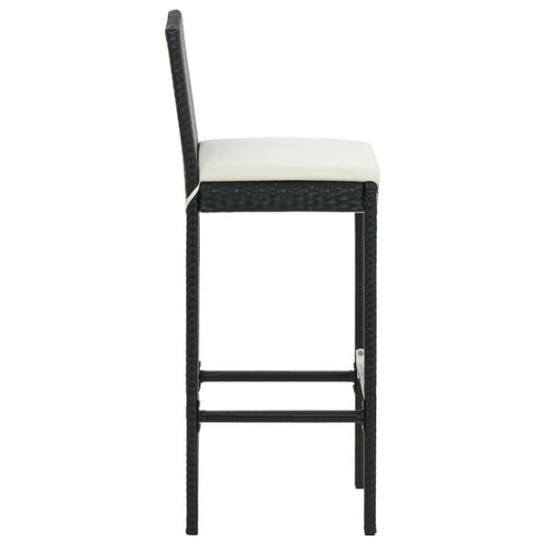 vidaXL barstole med hynder, sæt med 6, sort, polyrattan