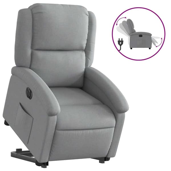 vidaXL Elektrisk lyftande massagefåtölj ljusgrå
