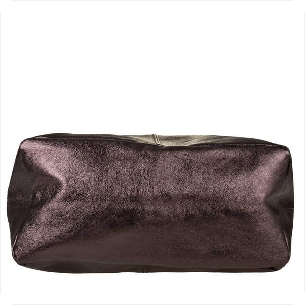 Læder shopper taske, brun chokolade metallic