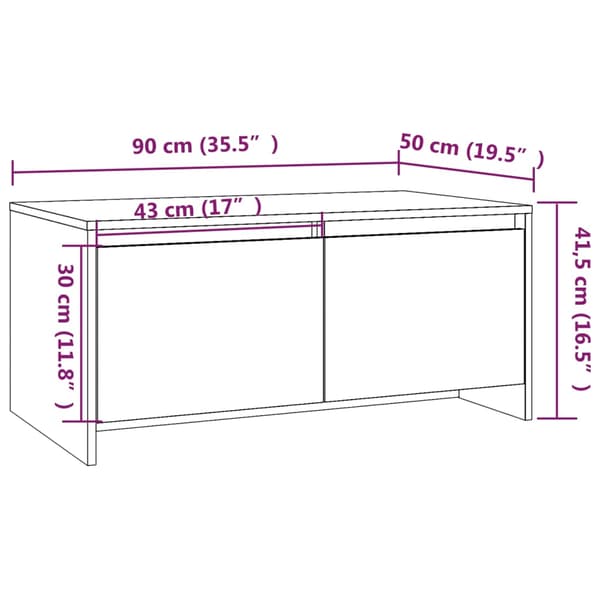 vidaXL sofabord brunt egetræ 90x50x41,5 cm