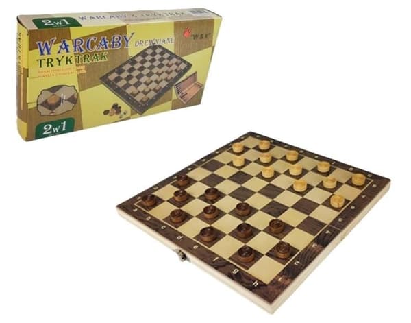 Dam og backgammon 2 i 1 træ 29x29cm