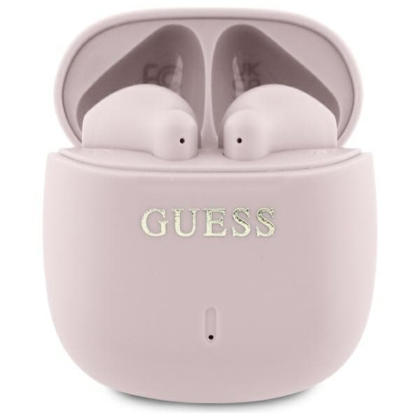 Guess Tryckta Klassiska Logotyp TWS Bluetooth-hörlurar + Dockningsstation, Rosa