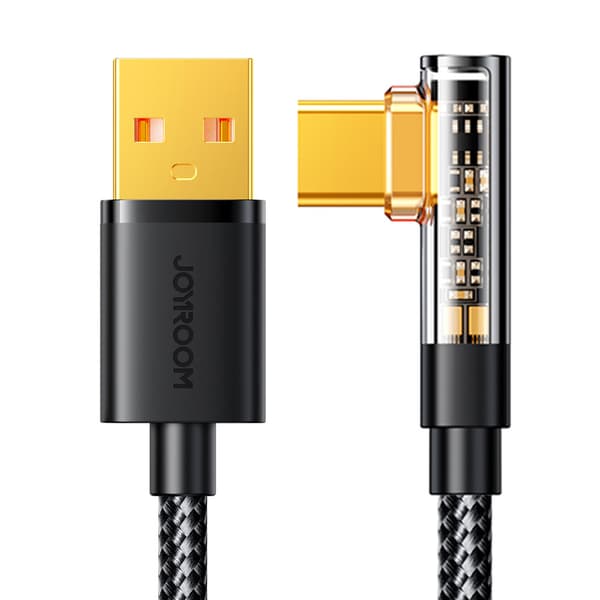 Vinklet USB-C - USB-kabel til hurtig opladning og dataoverførsel 3A 1,2m sort