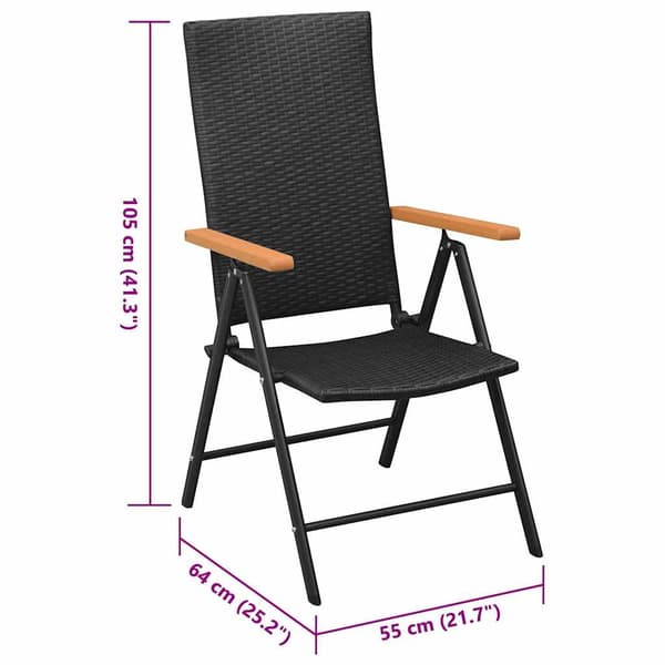 vidaXL stabelbare havestole, sæt med 2, polyrattan, sort