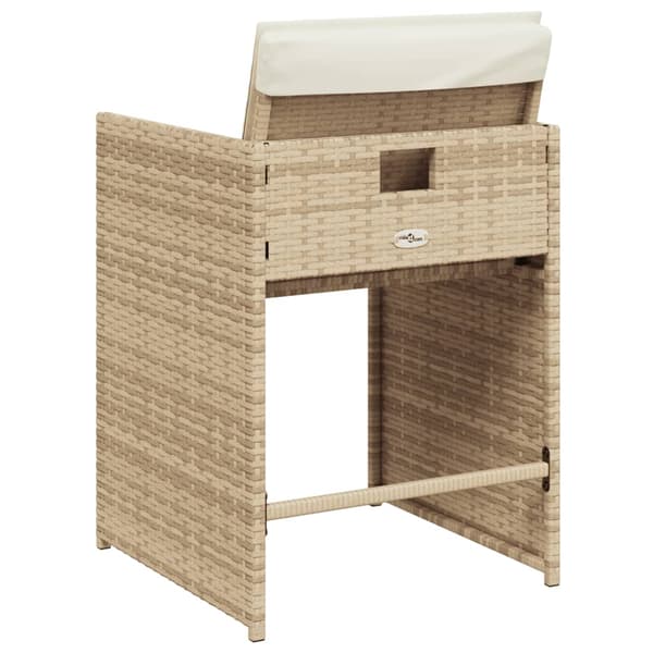 vidaXL Trädgårdsstolar med dynor, set om 4, beige, polyrotting