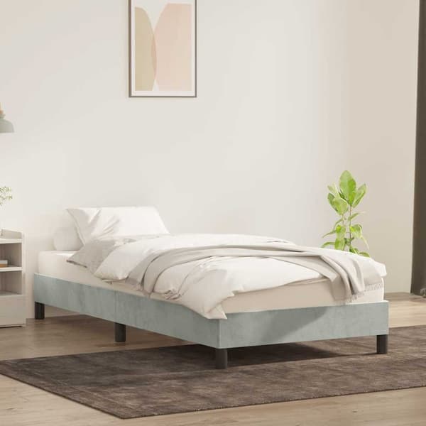 vidaXL Sängynrunko ilman patjaa vaaleanharmaa 80x210 cm sametti