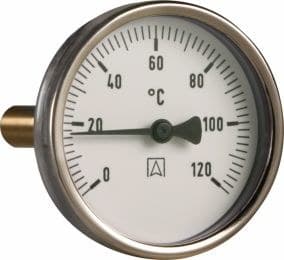 Bimetalltermometer BiTh 100, diameter 100 mm, 0-60°C, hylsa L 100 mm, G1/2'' a