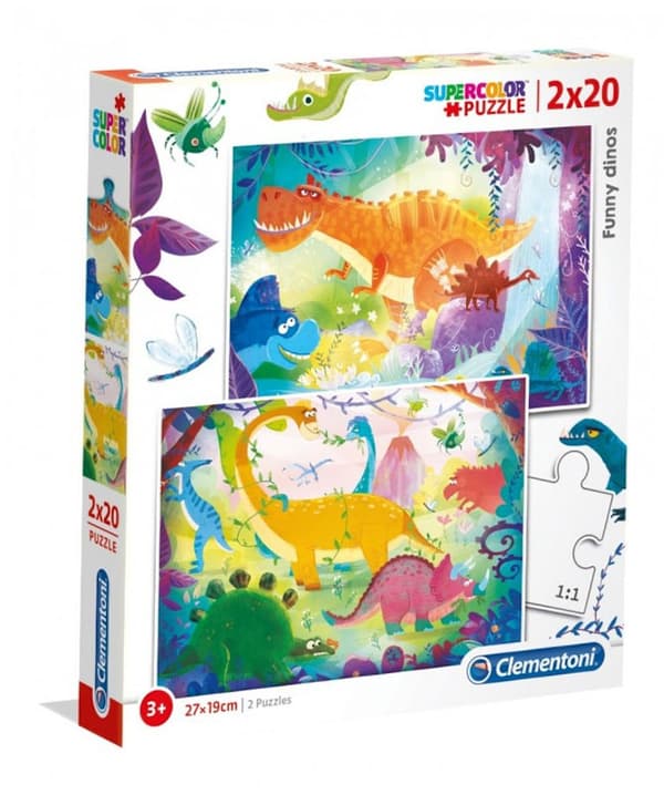 2x20 bitars pussel. Glada dinosaurier