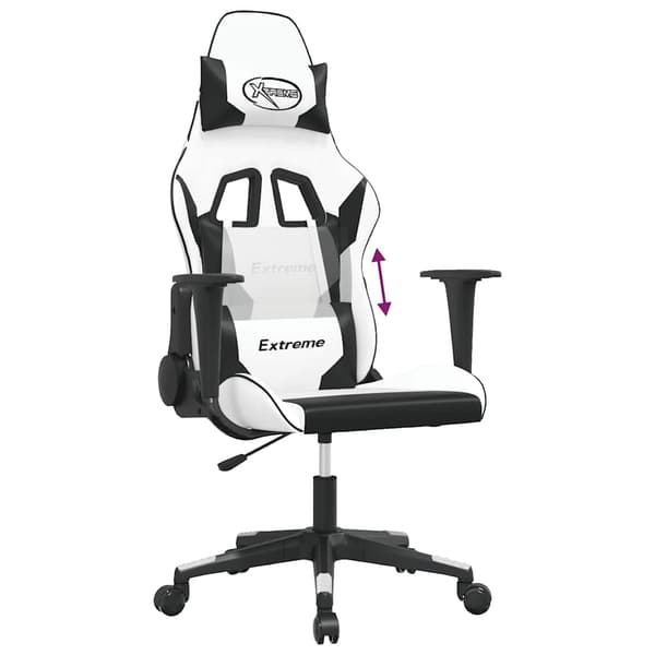 vidaXL gamingstol, sort og hvid, kunstlæder