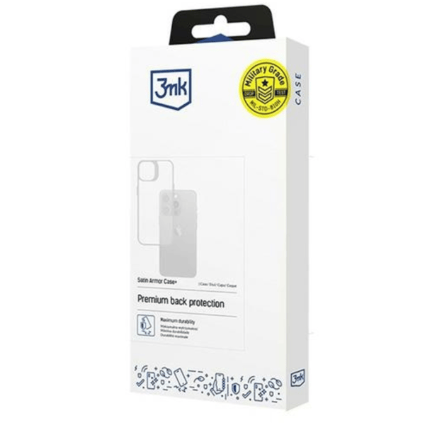 3MK SatinArmor+ cover til iPhone 14 Plus, klart med sort ramme