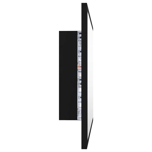 vidaXL badeværelsesspejl med LED, sort, 60x8,5x37 cm, spånplade