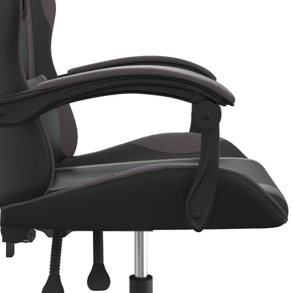 vidaXL drejelig gamingstol, sort og grå, kunstlæder