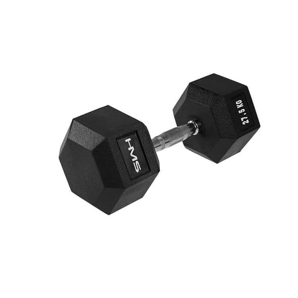 Kumipäällysteinen käsipaino 27,5 kg HEX PRO HMS