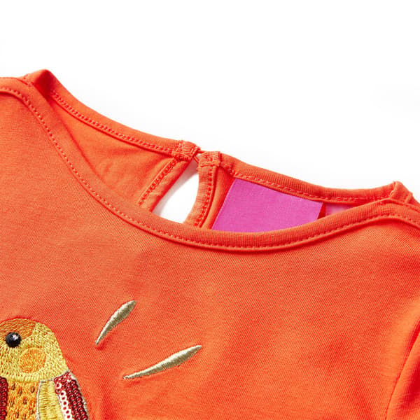 Barn långärmad T-shirt, mörkorange, 92
