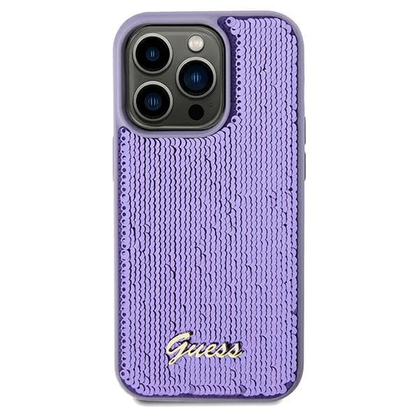 Guess Sequin Script Metal Cover til iPhone 13 Pro / 13, Lilla