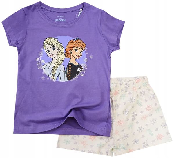 Anna och Elsa flickpyjamas kort ärm lila storlek 134
