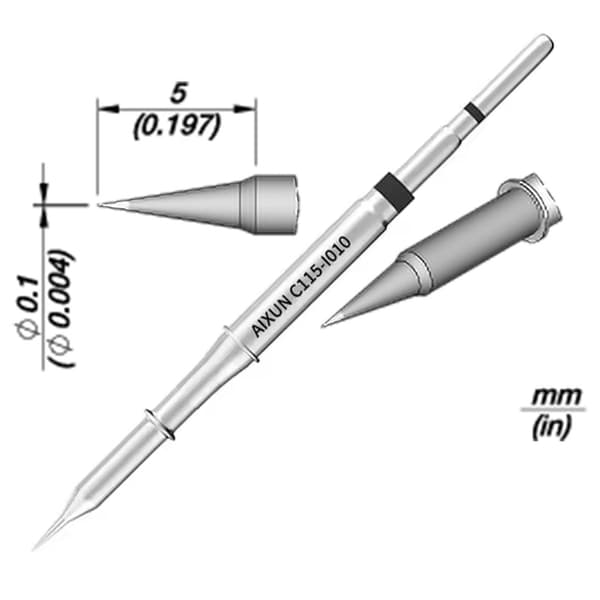 Aixun C115-I010 precisionslödspets, rak typ I, 0,1 mm