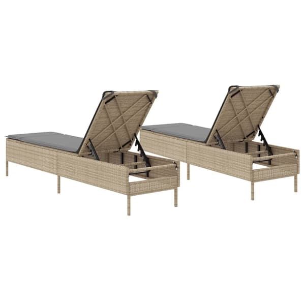vidaXL Solstolar med kuddar, set om 2, beige, polyrotting