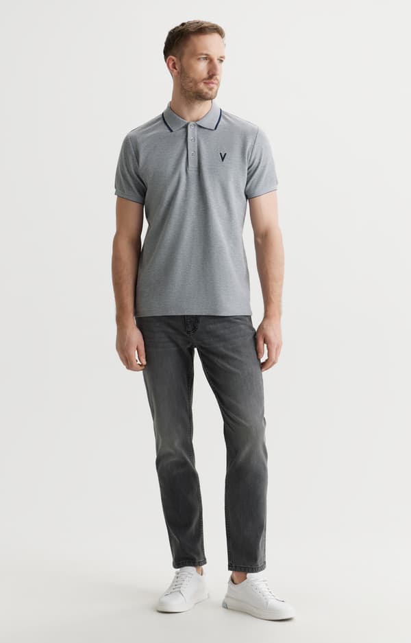 Ensfarvet polo L
