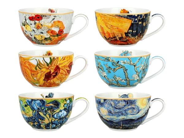 Carmani Set med 6 koppar i rund ask - V. van Gogh
