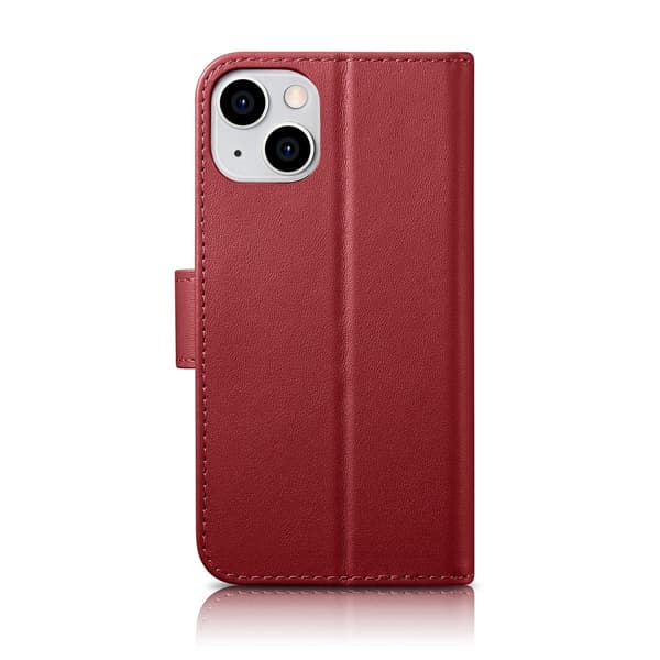 2-i-1 Läderfodral iPhone 14 Plus Anti-RFID Plånboksfodral Rött