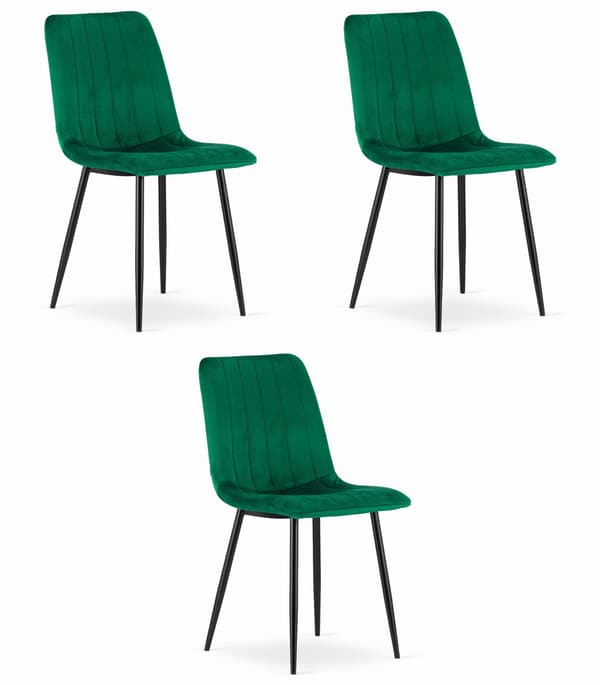 LAVA stol - mørkegrøn fløjl x 3