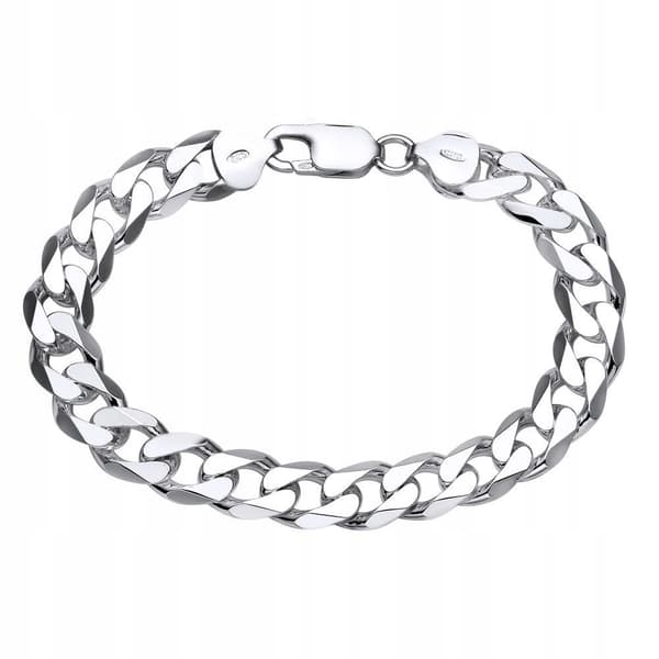 TJOCKT Silver Herrarmband 925 SILVER Diamantpläterad 8mm HEL