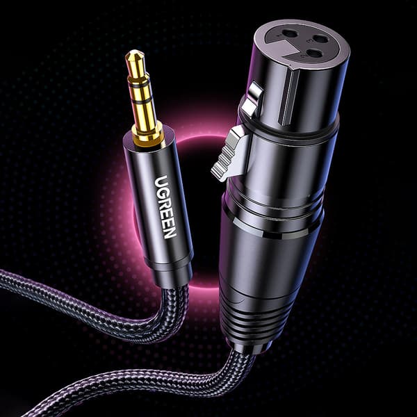Lydkabel 3,5 mm mini-jack (han) - XLR (hun) 1 m sort