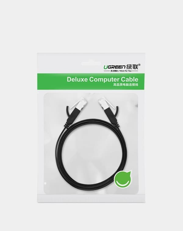Flad patchkabel UTP RJ45 Cat 6 1000Mbps netværkskabel 2m sort