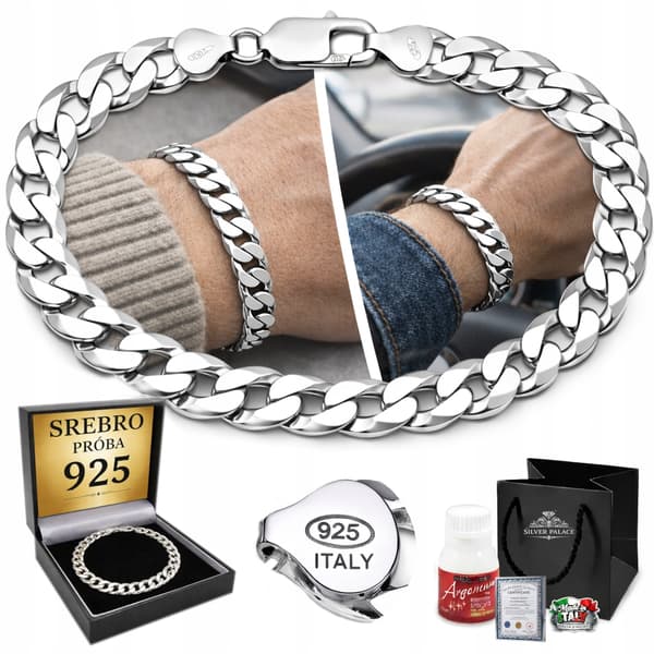 TJOCKT SILVER Herrarmband SILVER pr.925 SOLID 9mm DIAMANTSATT Italienskt