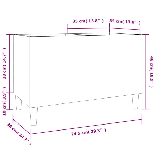 vidaXL Pladeskab brunt egetræ 74,5x38x48 cm