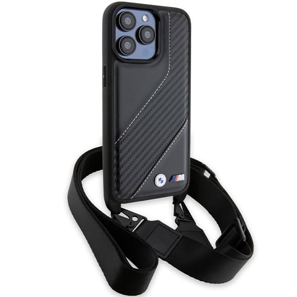 BMW BMHCP15X23PSCCK iPhone 15 Pro Max 6,7" sort/sort hårdt cover M Edition Carbon Stripe & Strap