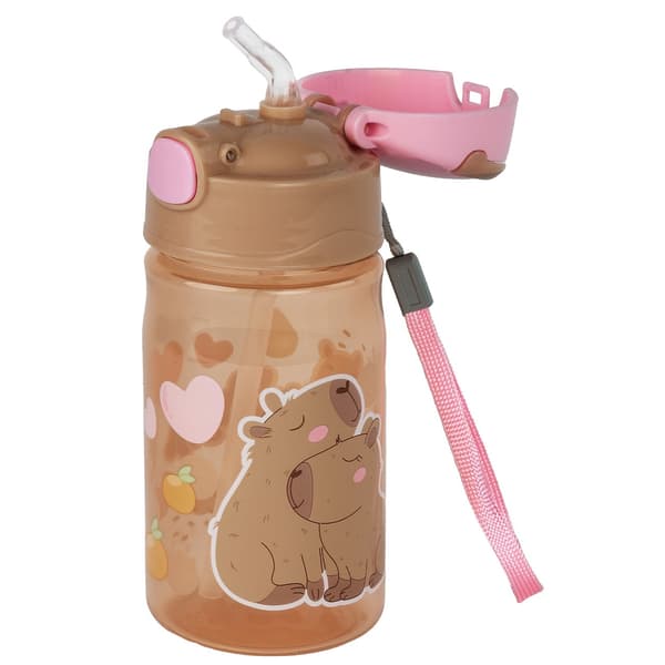 Barnens skolvattenflaska med sugrör 330 ml Capybara