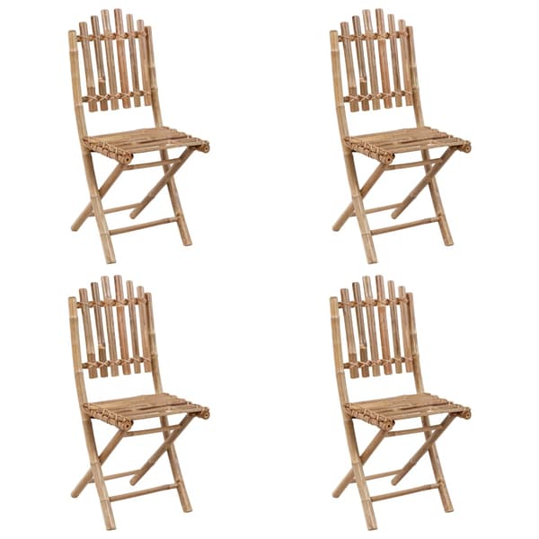 vidaXL 5-delt foldbart havemøbelsæt i bambus med hynder