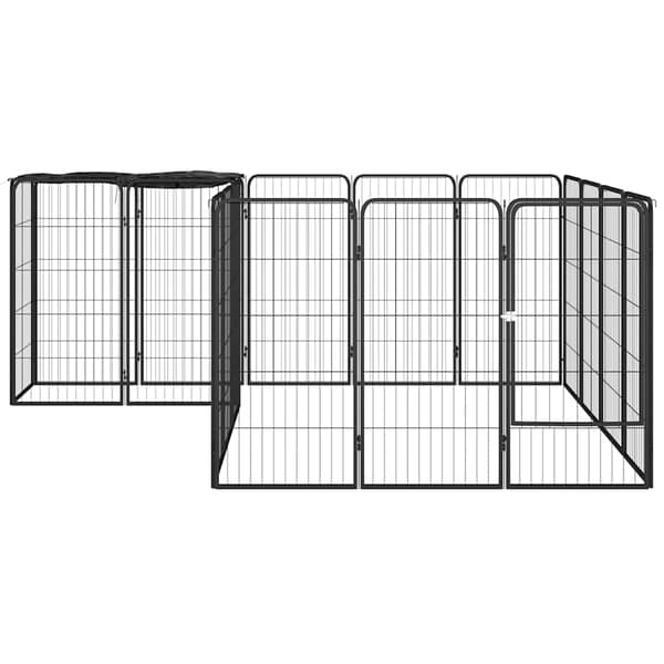 vidaXL hundebur, 18 paneler, sort, 50x100 cm, stål
