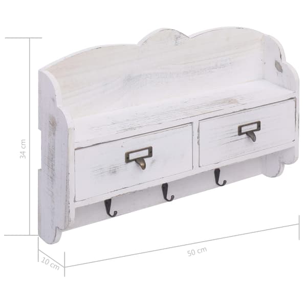 vidaXL Väggkappask vit 50x10x34 cm trä