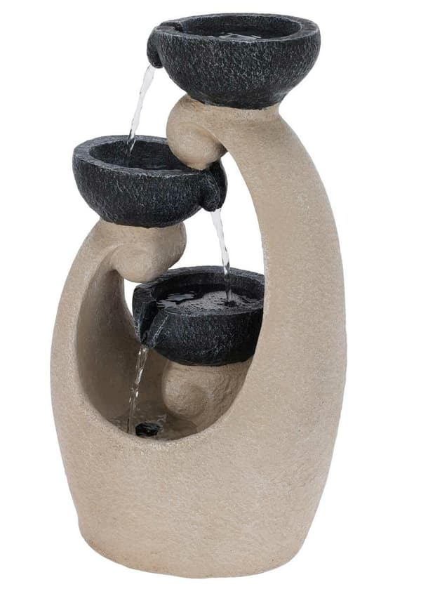 Dekorativ tekoppfontän med LED-belysning 48 cm
