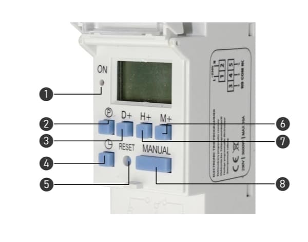 Elektronisk timer 3600W LCD-display för DIN-skena