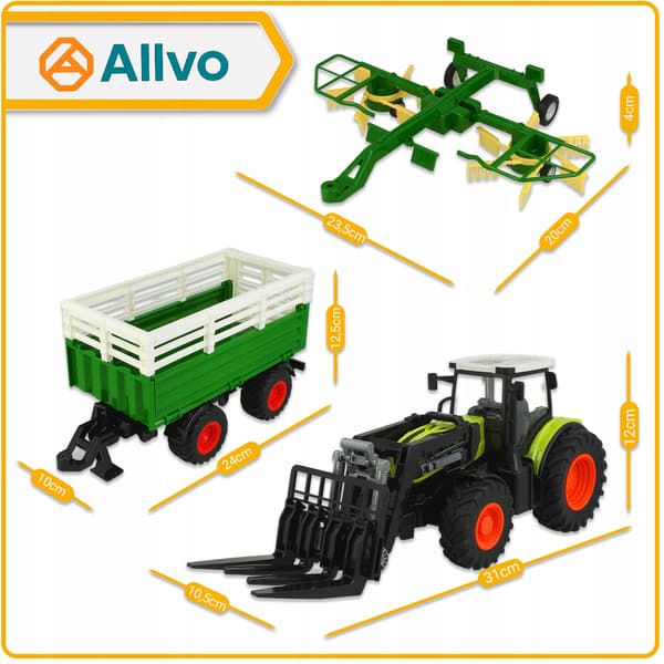 Fjernstyret traktor med trailer, rive og tilbehør Z1009