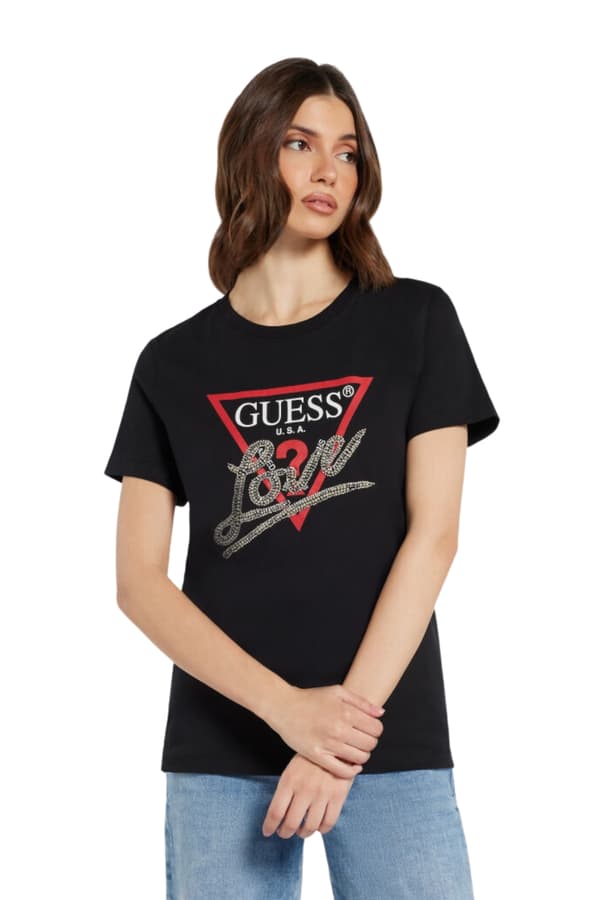 Guess sort dame bomulds t-shirt Love Tee S