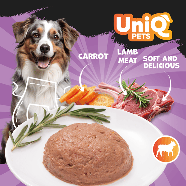 Våtfoder för hundar, burk UniQ Pets Royal Lamb 375g