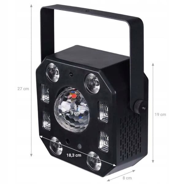LIGHT4ME turbo blomster disco effekt LED PAR UV kugle laser strobe