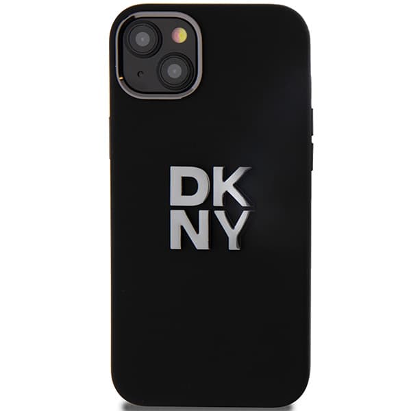 DKNY Liquid Silicone Metal Logo Cover til iPhone 15, Sort