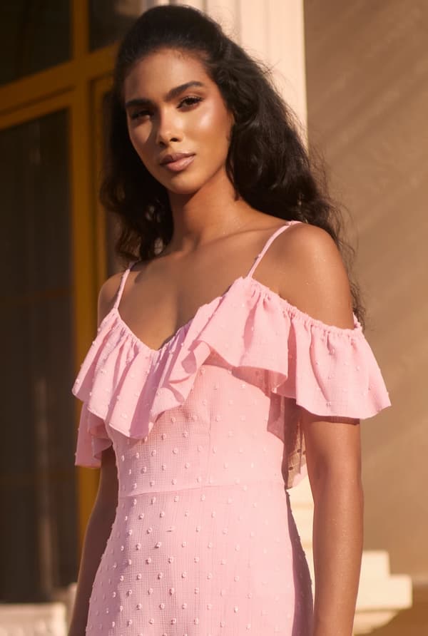 Lucette - Rosa Rundringad Maxiklänning XL