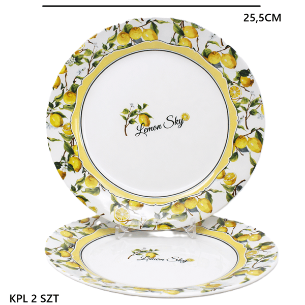 Mattallar, set om två, 25,5 cm, porslin, citroner, som present