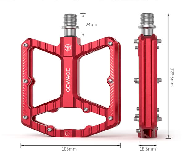 Gewage Aluminium Forseglede Lejer Platform Cykelpedaler Rød