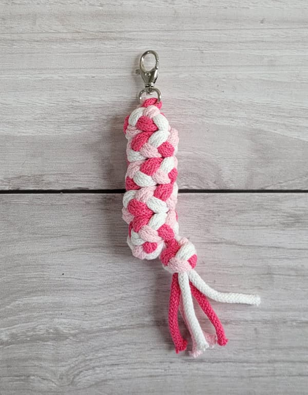 Käpphästkoppel flätat rep - ljusrosa/mörkrosa/vit