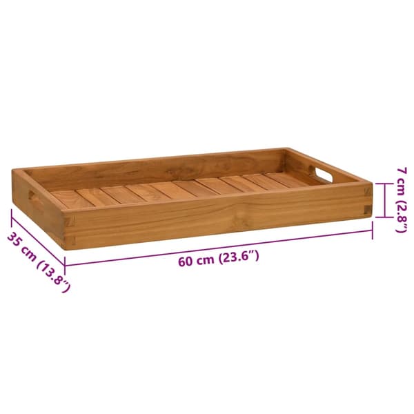 vidaXL Bricka, 60x35 cm, massivt teakträ