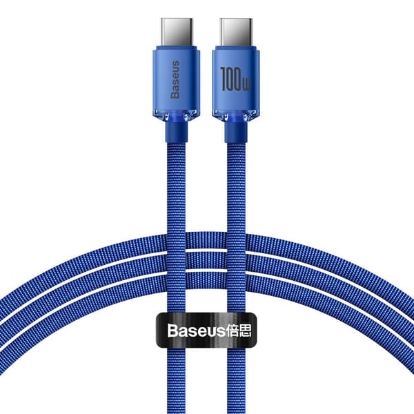 Kabel för snabbladdning och dataöverföring USB-C USB-C 100W 1,2m blå