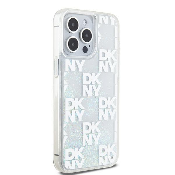 DKNY Liquid Glitter Multilogo-cover til iPhone 15 Pro Max, hvid